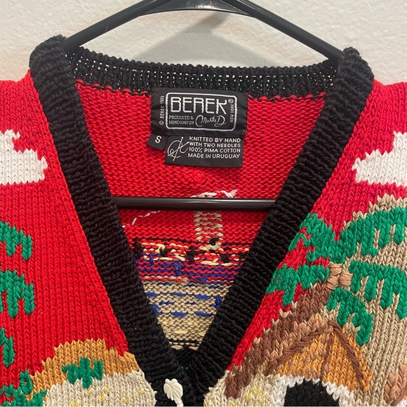 Berek Hand Knitted Vintage Cruise Ship Palm Tree Vacation Sleeves Sweater Vest - Picture 7 of 8